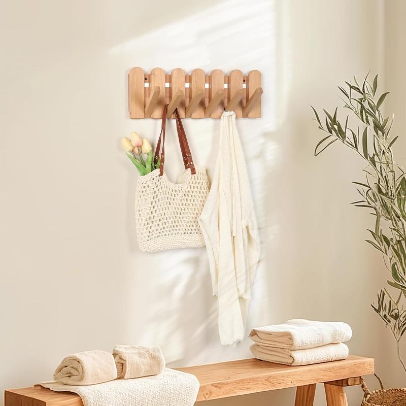 Wall Coat Rack for Entryway,Wooden Modern Heavy Duty Retractable Wall Mounted for Hallway Bathroom Bedroom for Hanging Jacket Towel Backpack Bag