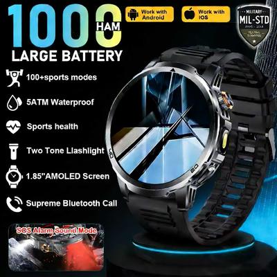 T-Rex 3 Pro Военный класс 1000 мАч Батарея Умные часы IP68 Водонепроницаемые Bluetooth вызов AMOLED HD Спортивные Смарт-часы 2026 Новинка