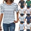 Women's Fashion Striped Leg Of Mutton Short Sleeve Casual T-Shirt