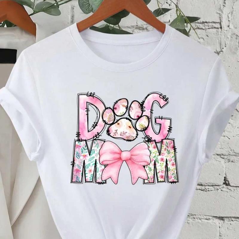 Трендовые женские футболки с принтом «Trend Dog Mama», модные футболки с мультяшным графическим принтом, одежда, женская футболка, короткий рукав, повседневные футболки