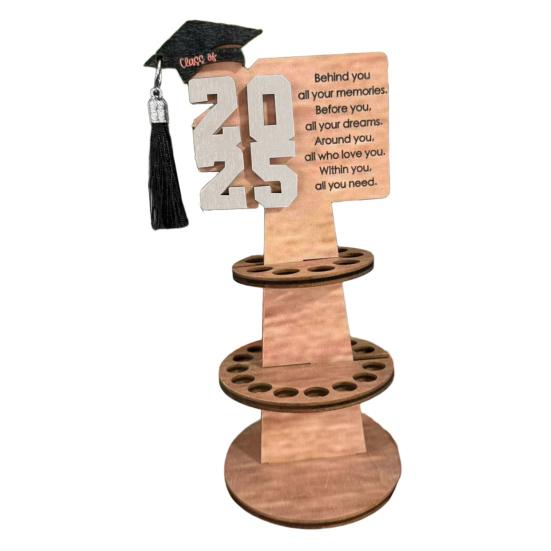 Выпускной деревянный держатель денег башня двухслойная стойка для хранения денег класс 2025 выпускников денежный подарок выпускной вечер украшение рабочего стола