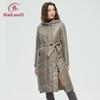2022 New Women’s Spring Autumn Jacket Long Coat Women Belt Knee Irregular Hem Opened Design Hooded Casual Parka 73
