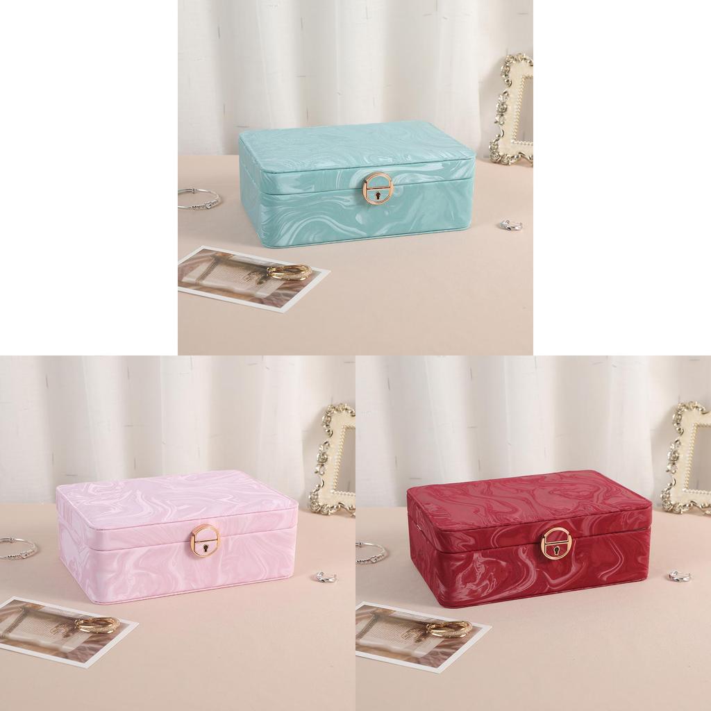Jewelry Organizer Box With Lock For Necklaces And Rings In Pu Leather For Gift And Travel