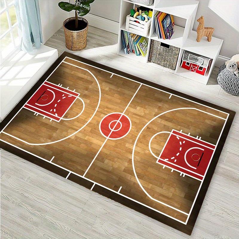 Basketball Court Non-slip Area Rug Machine Washable Large Crystal Velvet Carpet for Living Room Bedroom Decor