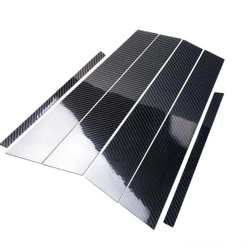 6 шт., углеродное волокно, автомобильные окна B, колонны, внешняя отделка, полоса, декоративные наклейки для BMW E90 3 серии 2005-2012, аксессуары
