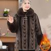 Cozy Retro Fleece-Lined Coat for Elderly Women - Fashionable Autumn/Winter Outerwear for Ages 60-70