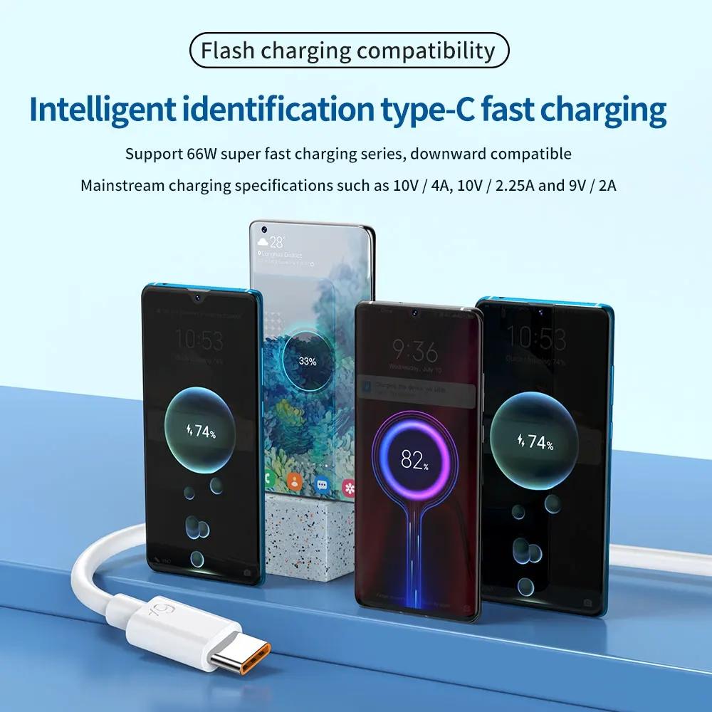 6A 66W Type C Fast Charging USB Cable for Xiaomi 10T 11 Lite 12 13T 14 Redmi Note 11T 12 13 POCO X3 X5 Pro Turbo Charge Cable 2m