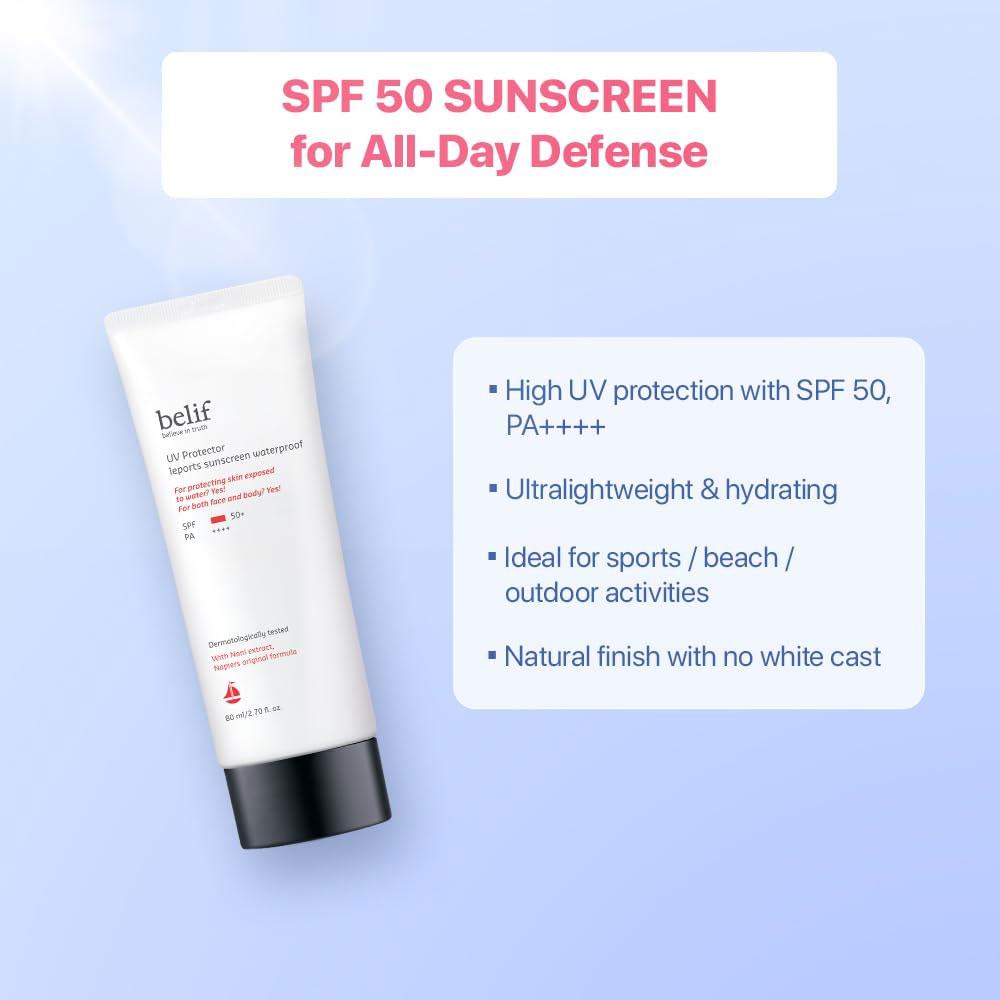 belif Защита от ультрафиолета Leports Sunscreen Waterproof 80мл (SPF50 +)
