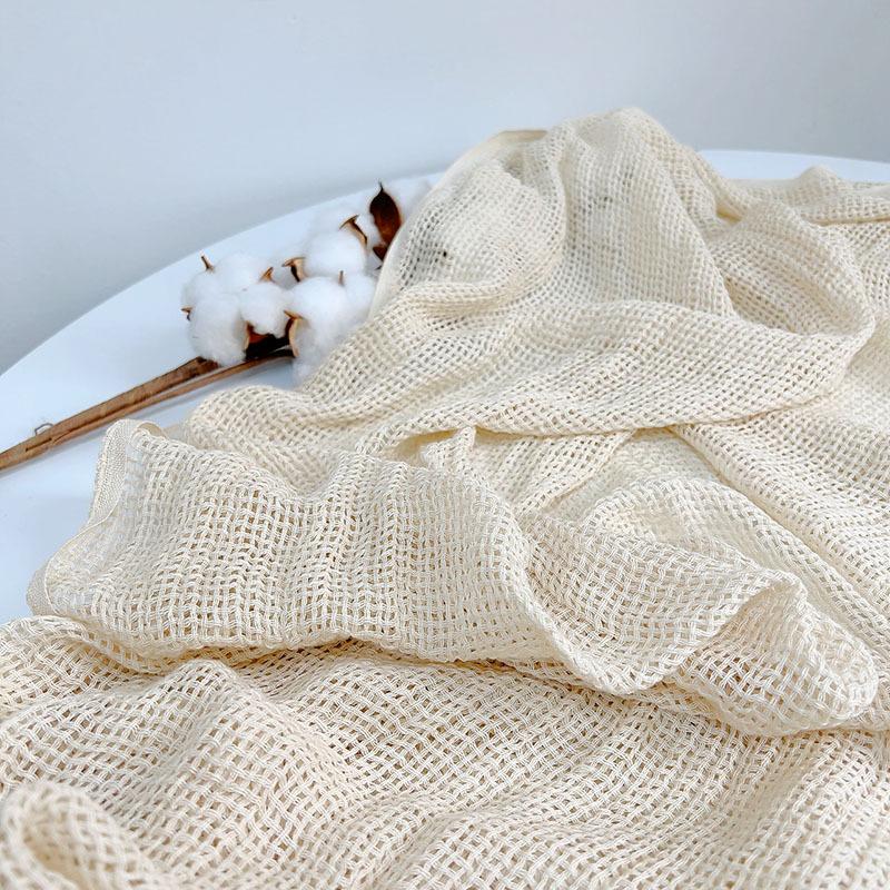 Бежевый шарф из полого шелка и хлопка, тонкий мягкий женский темпераментный универсальный шейный платок, растительное крашение, ткань-основа тай-дай