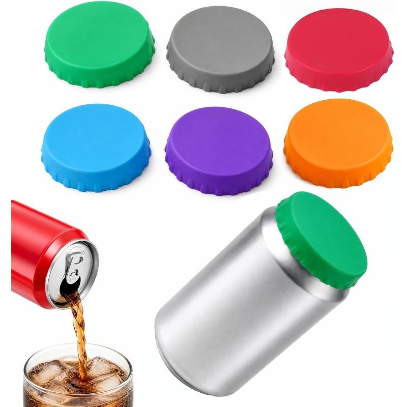 6Pcs Silicone Cola Lid Leak-proof Sealed Lid Beer Can Lid Juice Beverage Can Protective Cover Reusable Drinking Utensils Beer