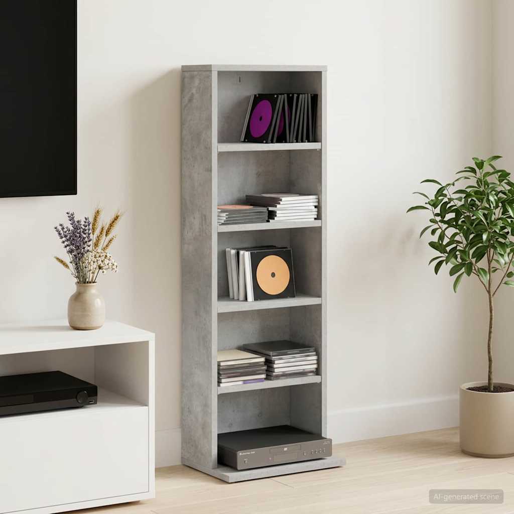 CD Shelf Concrete Grey 33 x 23.5 x 97.5 cm Particleboard