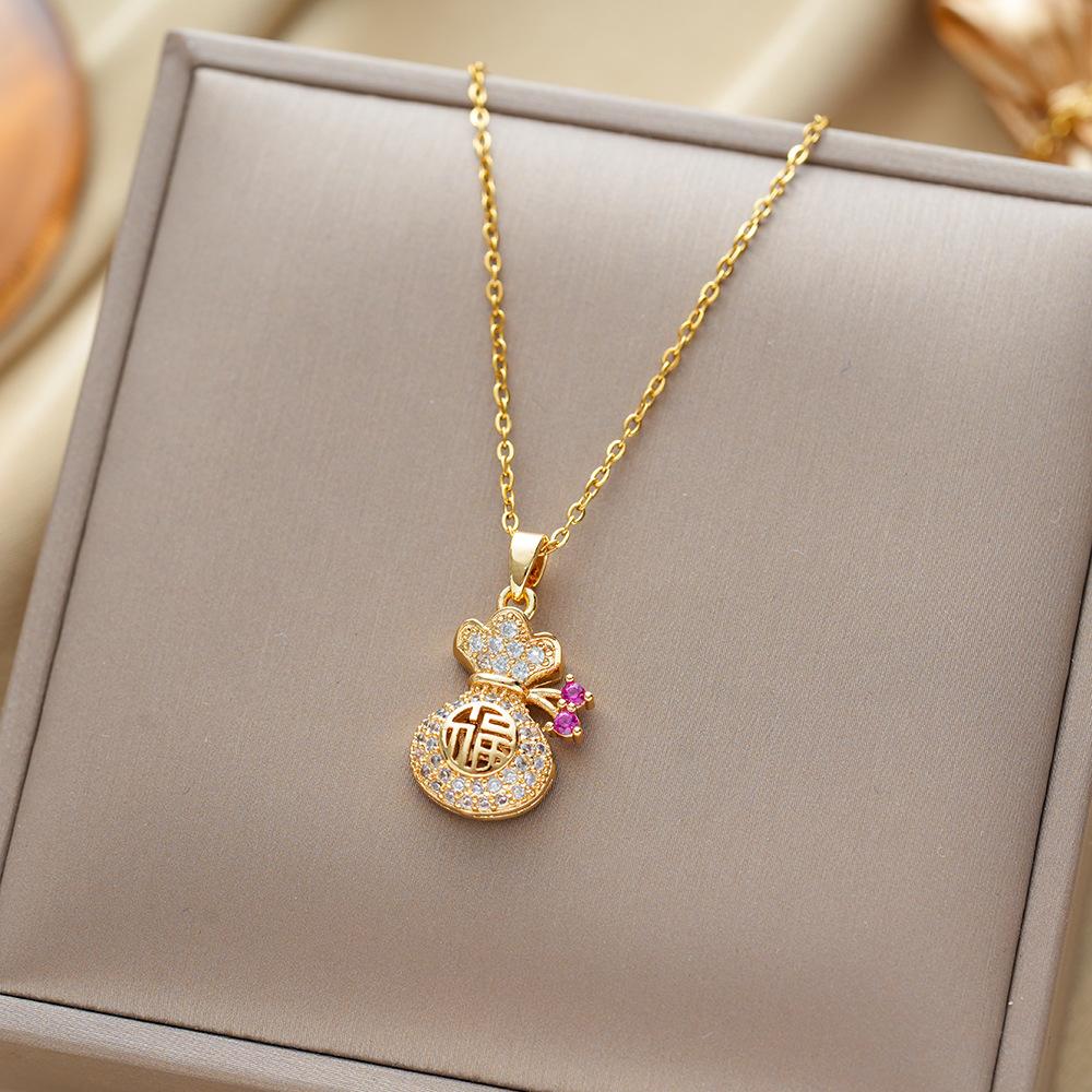 Titanium Steel Necklace For Women Elegant Simple Fashion Zircon Collarbone Chain Light Luxury Niche Jewelry