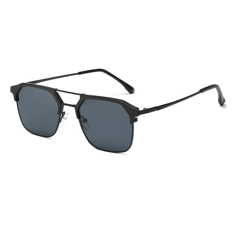 Retro Half Frame Metal Pilot Sun Glasses Women Men Classic Double Girder Sunglasses Outdoor Driving Female Male Eyeglasses