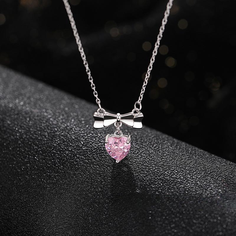 Ожерелье в виде сердца с фантазийным бантом, милое и роскошное, летняя универсальная цепочка для воротника для женщин