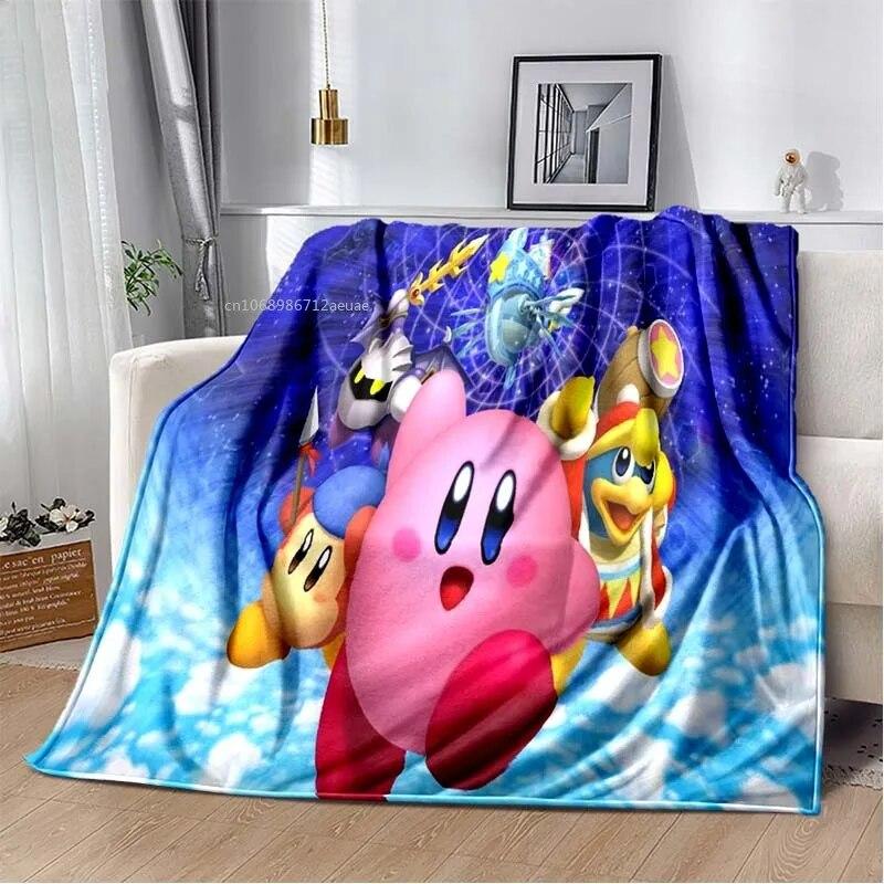 Kawaii Kirbys фланелевое одеяло подарок для детей девочек розовый мультяшный художественный легкий теплый плюшевый подарок на день рождения