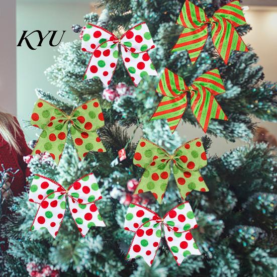 Holiday Wreath Ornament Ribbons 2Pcs Christmas Polka Dot Bow Decor, European Style Ribbon for Indoor Outdoor Festive Decorations Gift Box Tree Wreath,
