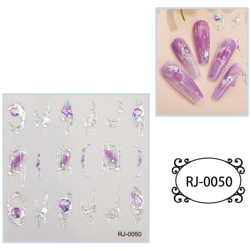 Nail Stickers Embossed 5D Three-dimensional Hot Silver Imitation Diamond Flash Nail Art Sticker Decoration