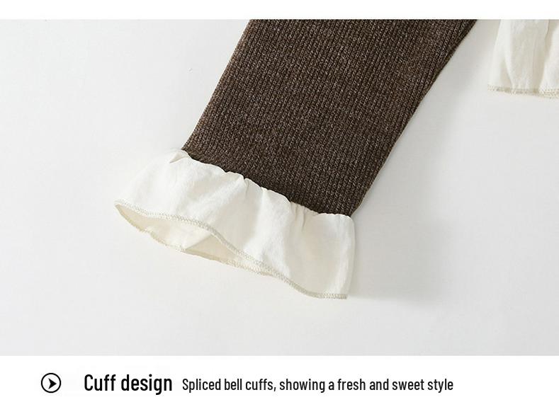 Комплект из двух предметов для девочек: осенняя клетчатая юбка и вязаный кардиган