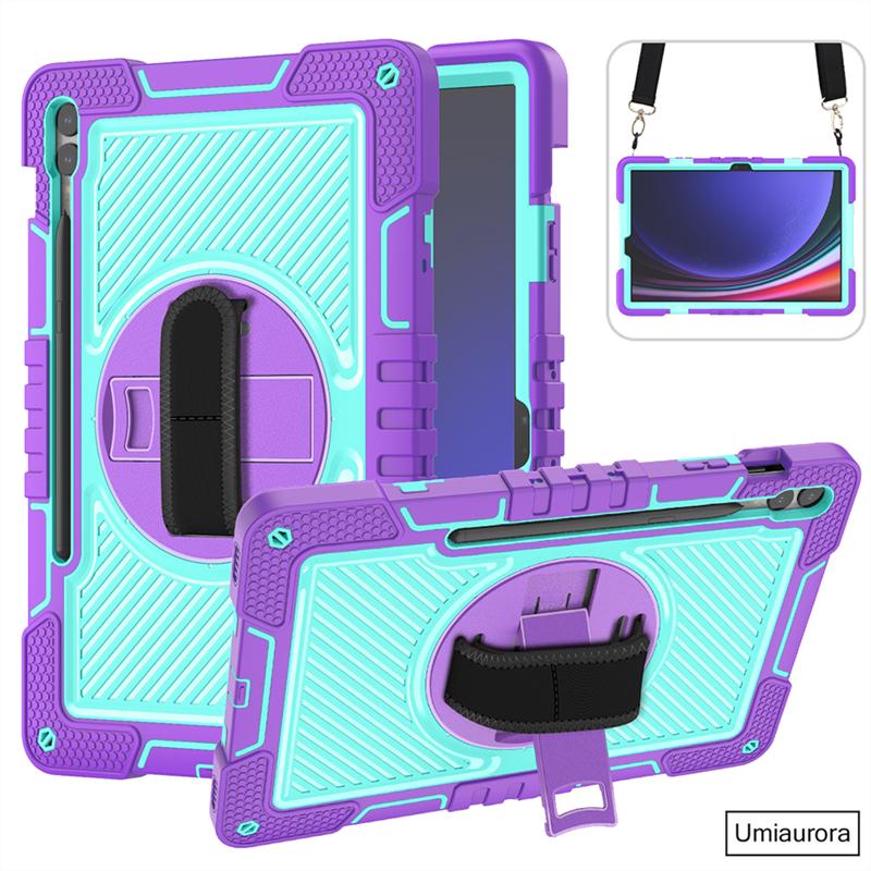 For Samsung Tab S10 FE 10.9 SM-X520 X510 S7 S8 S9 Plus 12.4 inch SM-X610 X820 Stand Strap Shockproof Tablet Case Rugged Funda