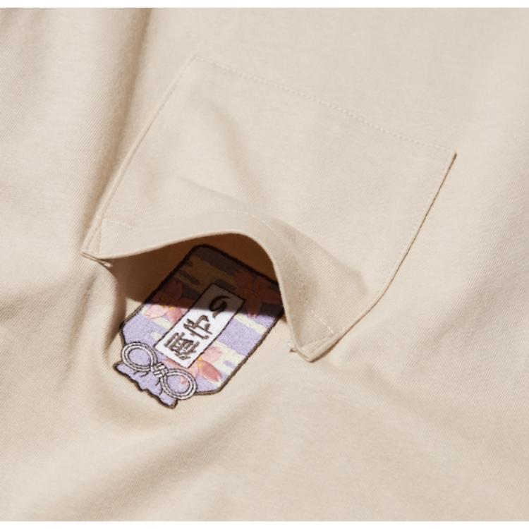 Uniqlo X Детектив Конан Коллаборация SS24 Мультфильм Аниме Передний карман Графический Круглый вырез Короткий рукав Футболка Унисекс Футболка Бежевый 472192-30