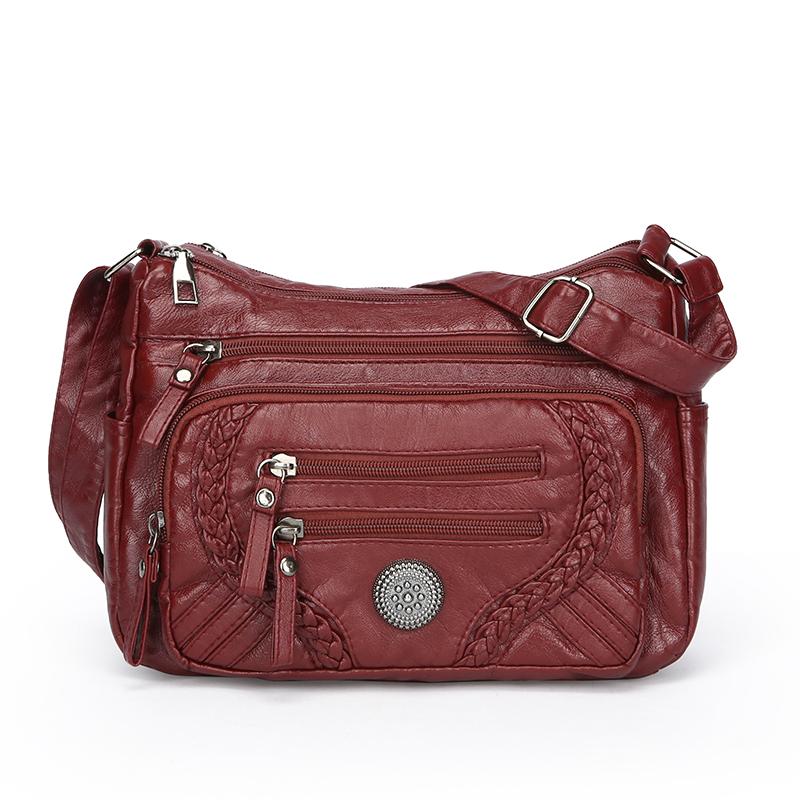 Сумка через плечо большой емкости из мягкой кожи, многослойная сумка через плечо для женщин среднего и пожилого возраста