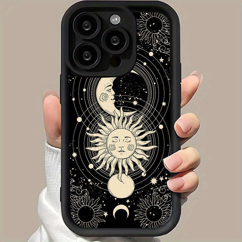 Креативный чехол для телефона с узором Солнце и Луна, подходит для iPhone 17 16 15 14 13 12 11 Pro/Max/Plus, противоударный