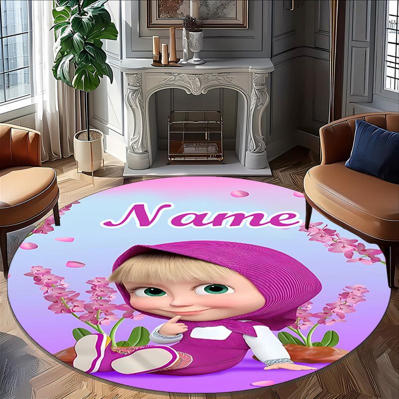 Personalized M-Masha and the Bear Round Chair Office Rug - Perfect for Mat, Office Chair & More - Ideal Gift for Birthdays and Holidays