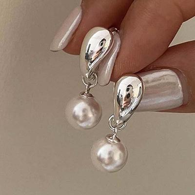 Серьги с искусственным жемчугом, модные серьги с жемчугом, женские серьги-подвески с искусственным жемчугом, съемные французские элегантные свадебные украшения, женские аксессуары для вечеринок