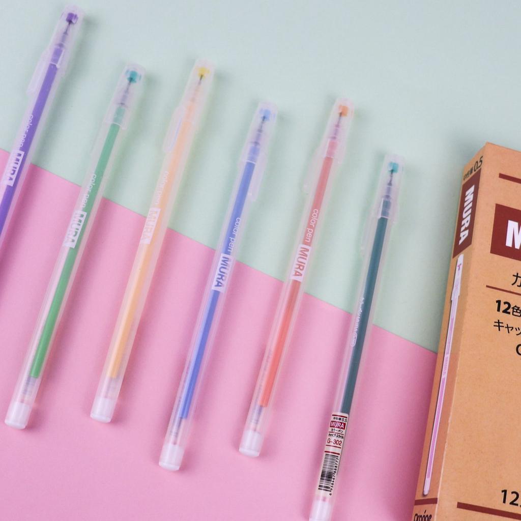 12PCS/Box Color Gel Pen Set Kawaii 0.5mm Ballpoint Pens School Office Supplies Korean Stationery
