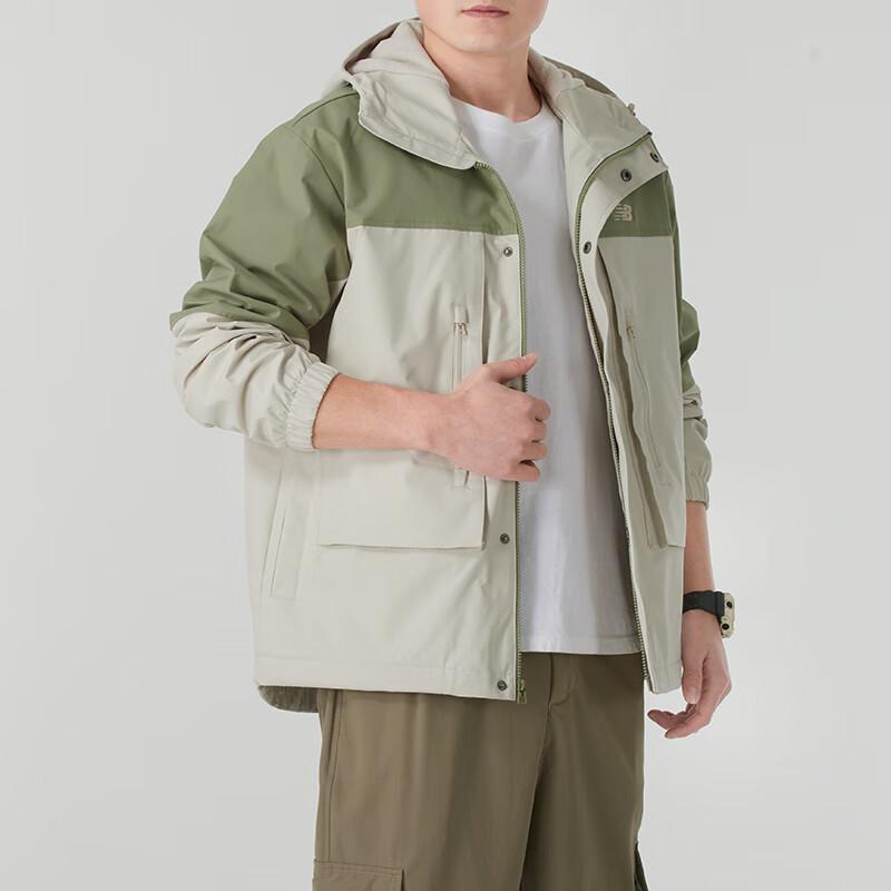 Men's Jacket New Balance Fleece Lined Thermal Sports Fashion Casual Jacket Men's White Green