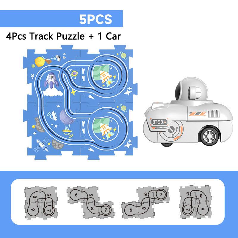 Track Assembly Autonomous Cruising Tank Toy Electric Puzzle Track Space Car DIY Assembly Toys For Children Educational Gift