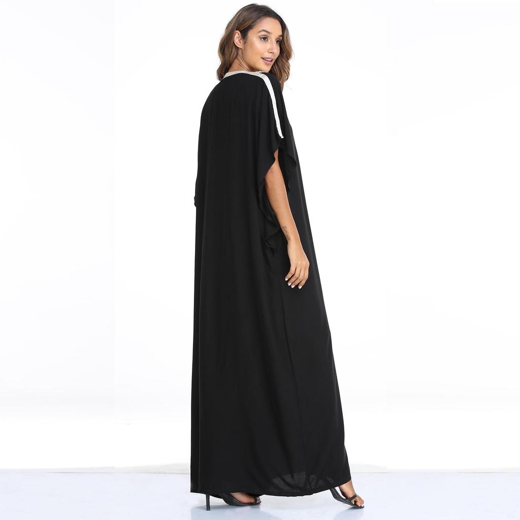 Muslim Women's Short-Sleeve Kaftan: Loose Fit Long Dress In Large Sizes