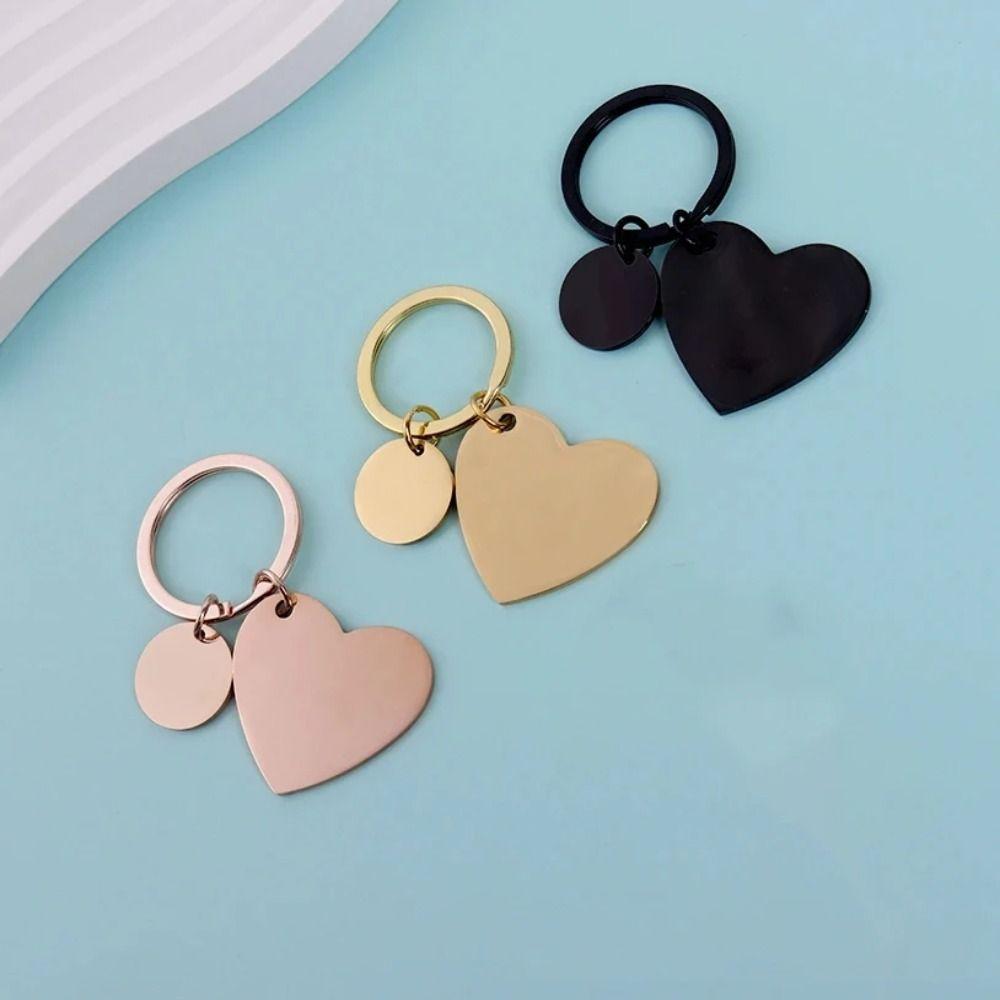 Fashion Car Key Ring Charm Bag Accessories Portable Titanium Steel Heart Key Chain Handbag