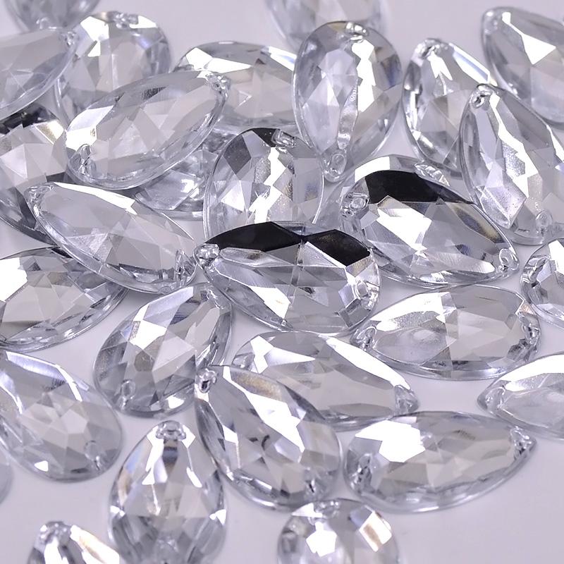 100 шт. 17*28 мм большие швейные кристаллы AB капли стразы аппликация плоские акриловые камни пришивные кристаллы для одежды