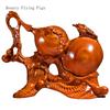 Chinese Vintage Solid Wood Sculpture, Fulu Golden Toad Decoration, Living Room, Office, Redwood Crafts Artificial  PLANT