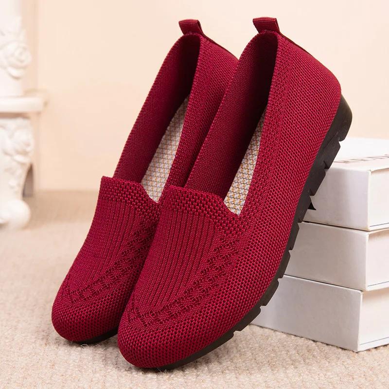 Fashion Casual Summer Mesh Breathable Shoes Women's Slip On Flat Shoes Ladies Loafers Comfortable Lightweight Sneaker Flats Footwear