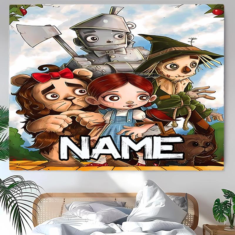Personalized The Wizard of Oz Background Tapestry,Custom Name Birthday Party,Multifunctional Wall Decoration for Home Decor,Various Occasions