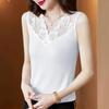 Жилет женский Топы без рукавов Хлопковый жилет Оверсайз Повседневное пальто без рукавов V-образный вырез Кружевной топ-майка