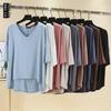 Women's V-Neck Five-Point Sleeve T-Shirt: Spring/Summer Modal Cotton, Loose Fit, Asymmetrical Hem, Plus Size