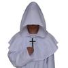 Friar Medieval Hooded Robe Monk Renaissance Priest Costume Halloween Wizard Sorcerer Cosplay Cloak for Adults