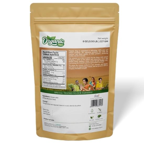 Organic Zing Yellow Mustard Seeds | Whole Yellow Mustard Seed for Pickles & Cooking | 100% Raw Mustard Seeds | Product of India (227g)