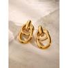18k Gold Stainless Steel Retro Wrap-around Earrings, Simple Hollow Titanium Steel Design.
