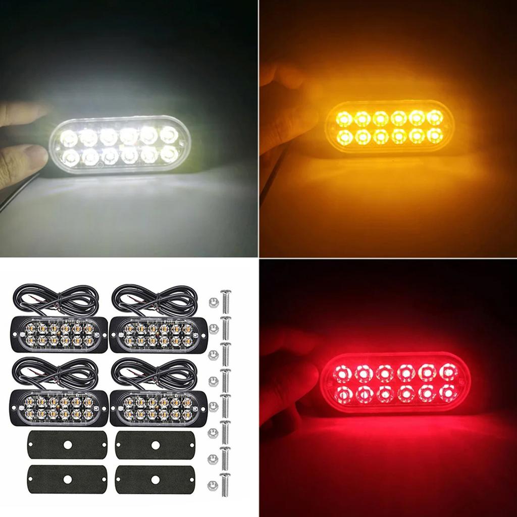 4 шт., 12 стробоскопических светодиодов, белый свет, аварийный маяк, аварийный мигающий боковой габаритный фонарь, предупреждение