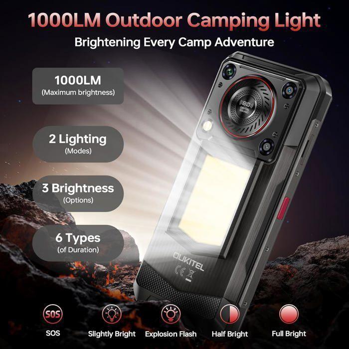 Smartphone Robuste 5G OUKITEL WP56 32GO+512GO 6.8” 16000mAh Telephone Portable Incassable Double SIM/108MP/GPS/NFC/128dB Rouge