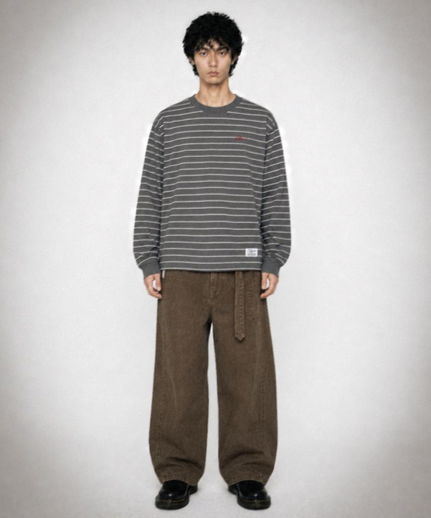 STIGMA Washed Belt Curved Pants Brown