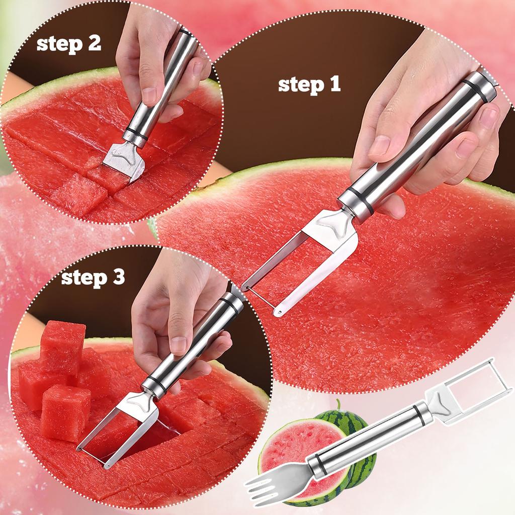 Инструмент для резки арбуза из нержавеющей стали Многофункциональная вилка для арбуза Разделитель для дыни Креативный инструмент для резки дыни Фруктовая вилка
