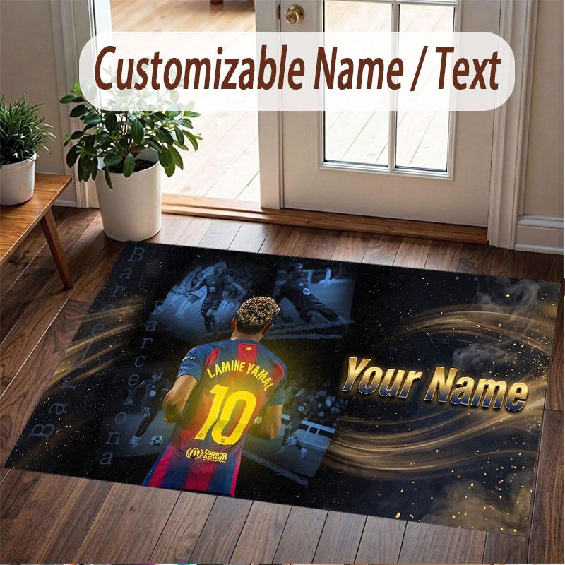 Custom Rug Lamine Yamal Pattern Print Name Text Soft Non‑Slip Floor Carpet for Home Indoor Decoration