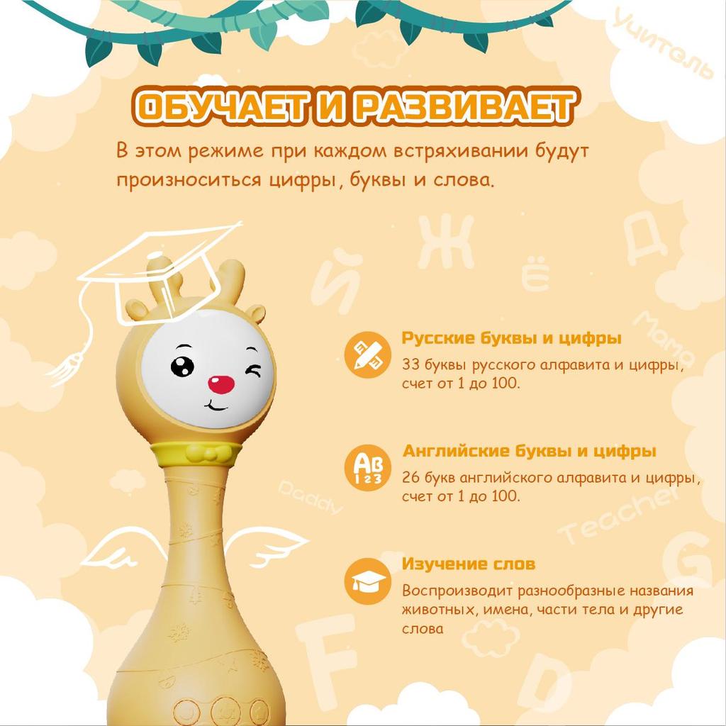 Children's Music Toy Rattle with Bunny Light, White Noise, 40 Fairy Tales, 40 Songs