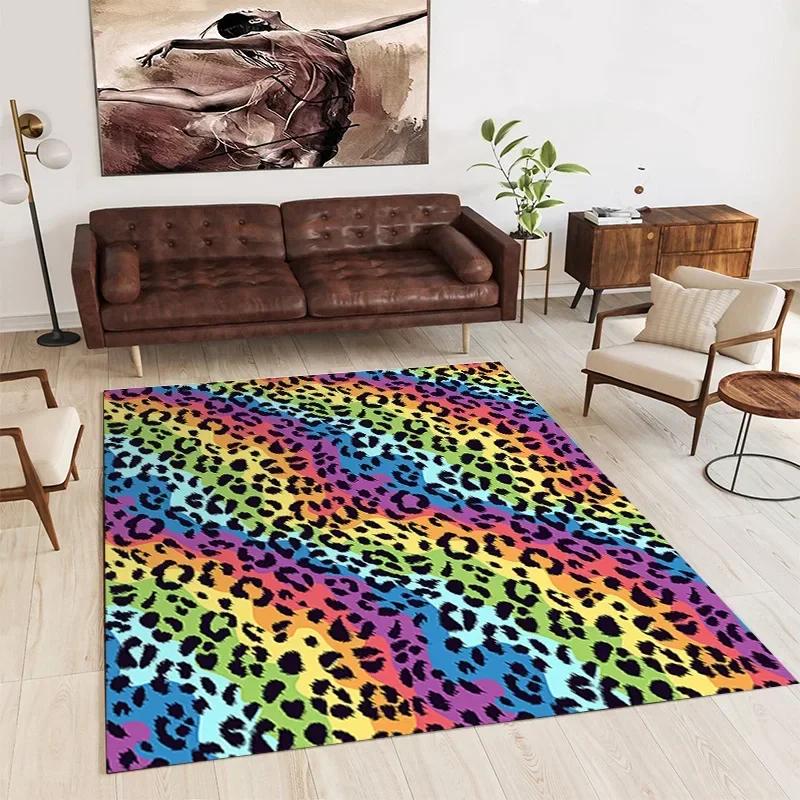 Nordic Luxury Living Room Carpets Leopard Print Rugs for Bedroom Sofa Table Beside Large Rug Non-slip Washable Coffee Table Mat
