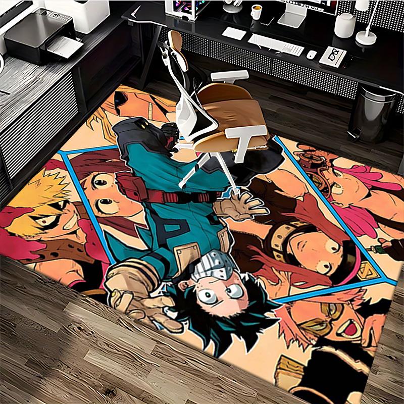 1 шт. Коврик для стула My Hero Academia - Коврик для офиса с дизайном из аниме-мультфильма, Противоскользящий ковер для стола, Подходит для домашнего декора, Гостиной, Спальни, Игровой комнаты,